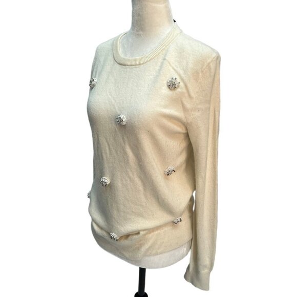 RAOUL Ivory Embellished Merino Wool Bend Sweater Size S - Picture 5 of 10